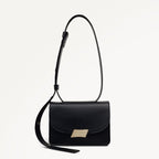 The Belsize Leather Small Flapover Shoulder Bag in Black - 112263