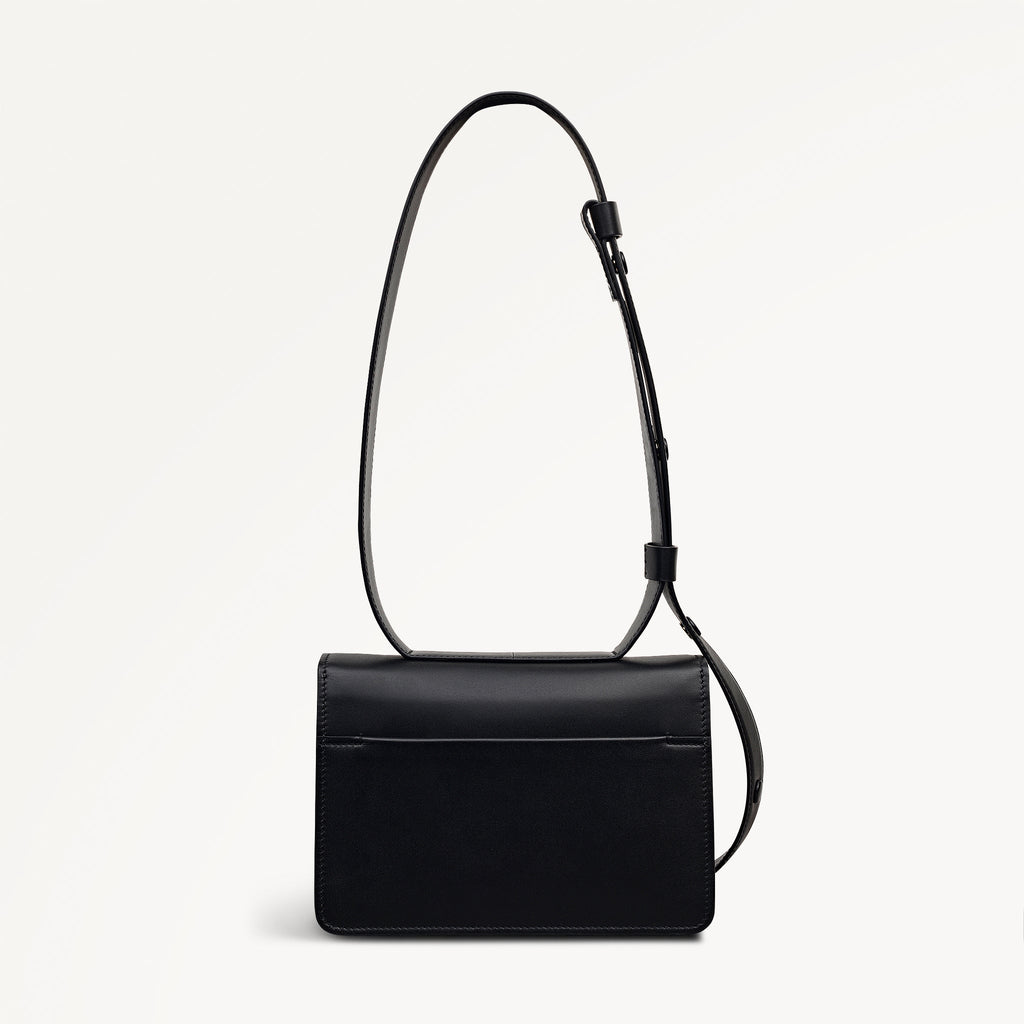 The Belsize Leather Small Flapover Shoulder Bag in Black - 112263