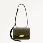 The Belsize Leather Small Flapover Shoulder Bag in Pine Needle - 112264