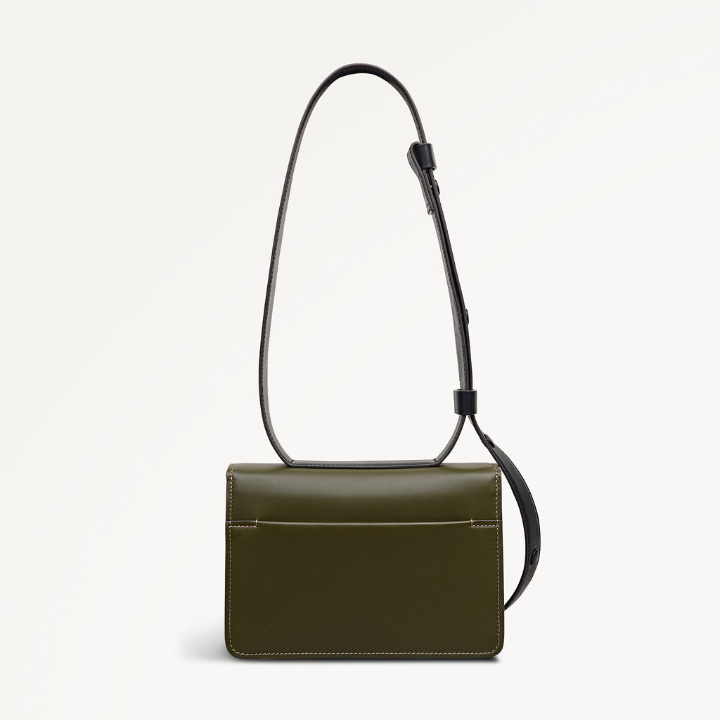 The Belsize Leather Small Flapover Shoulder Bag in Pine Needle - 112264