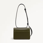 The Belsize Leather Small Flapover Shoulder Bag in Pine Needle - 112264