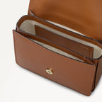 The Belsize Leather Small Flapover Shoulder Bag in Toffee - 112265