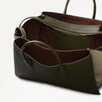 The Romilly Leather Large Ziptop Grab Bag in Pine Needle - 112268