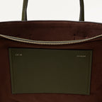 The Romilly Leather Large Ziptop Grab Bag in Pine Needle - 112268