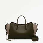 The Romilly Leather Large Ziptop Grab Bag in Pine Needle - 112268