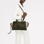 The Romilly Leather Large Ziptop Grab Bag in Pine Needle - 112268