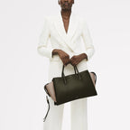 The Romilly Leather Large Ziptop Grab Bag in Pine Needle - 112268