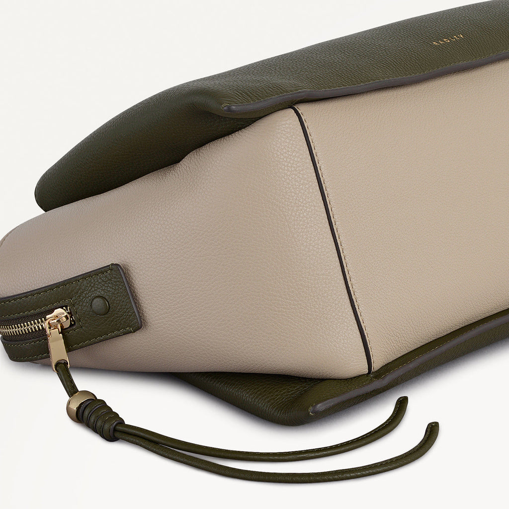 The Romilly Leather Large Ziptop Grab Bag in Pine Needle - 112268