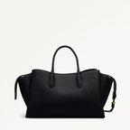 The Romilly Leather Large Ziptop Grab Bag in Black - 112269