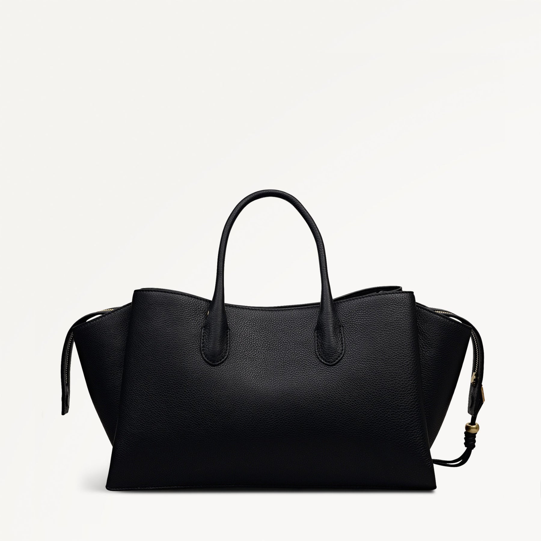 The Romilly Leather Large Ziptop Grab Bag in Black - 112269
