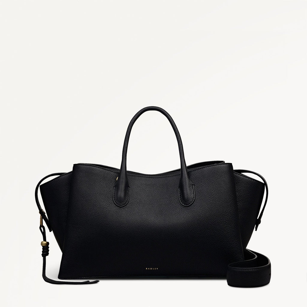 The Romilly Leather Large Ziptop Grab Bag in Black - 112269