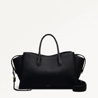 The Romilly Leather Large Ziptop Grab Bag in Black - 112269