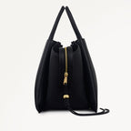 The Romilly Leather Large Ziptop Grab Bag in Black - 112269
