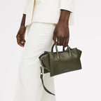 The Romilly Leather Small Ziptop Grab Bag in Pine Needle - 112270