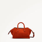 The Romilly Leather Small Ziptop Grab Bag in Flame - 112271
