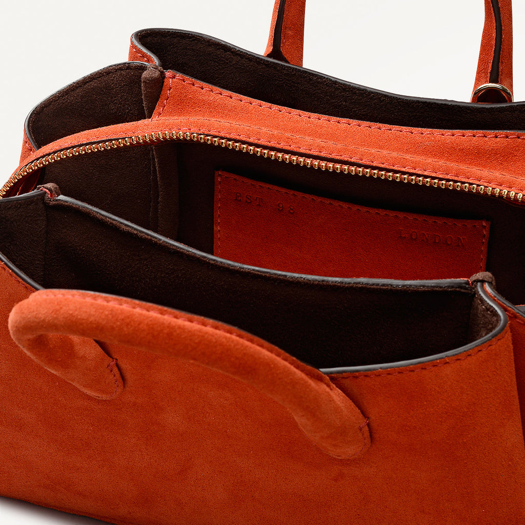 The Romilly Leather Small Ziptop Grab Bag in Flame - 112271