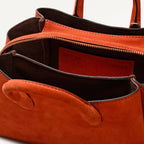 The Romilly Leather Small Ziptop Grab Bag in Flame - 112271