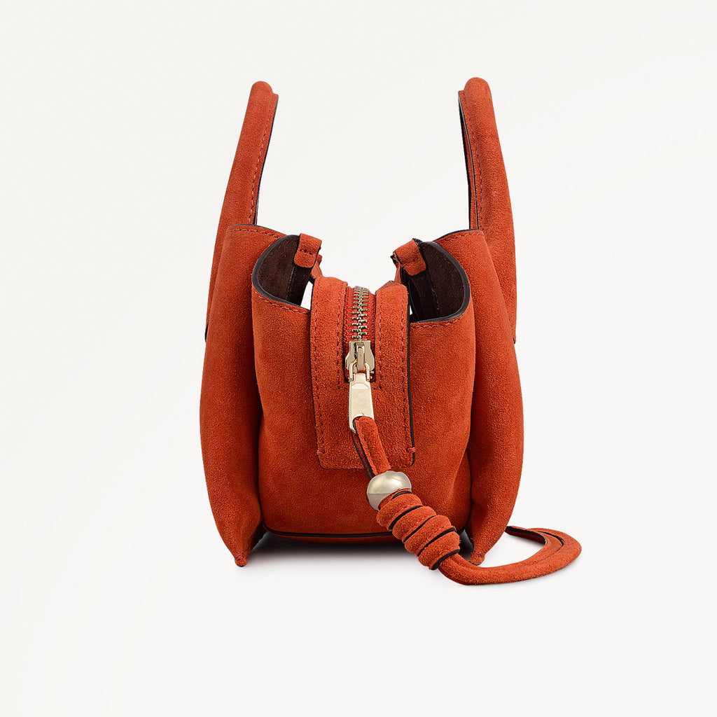 The Romilly Leather Small Ziptop Grab Bag in Flame - 112271