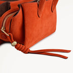 The Romilly Leather Small Ziptop Grab Bag in Flame - 112271