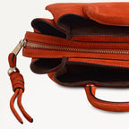The Romilly Leather Small Ziptop Grab Bag in Flame - 112271