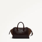 The Romilly Leather Small Ziptop Grab Bag in Dark Oak - 112272