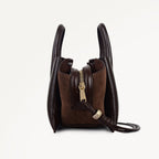 The Romilly Leather Small Ziptop Grab Bag in Dark Oak - 112272
