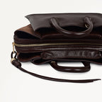 The Romilly Leather Small Ziptop Grab Bag in Dark Oak - 112272