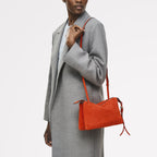The Romilly Leather Medium Ziptop Cross Body Bag in Flame - 112274