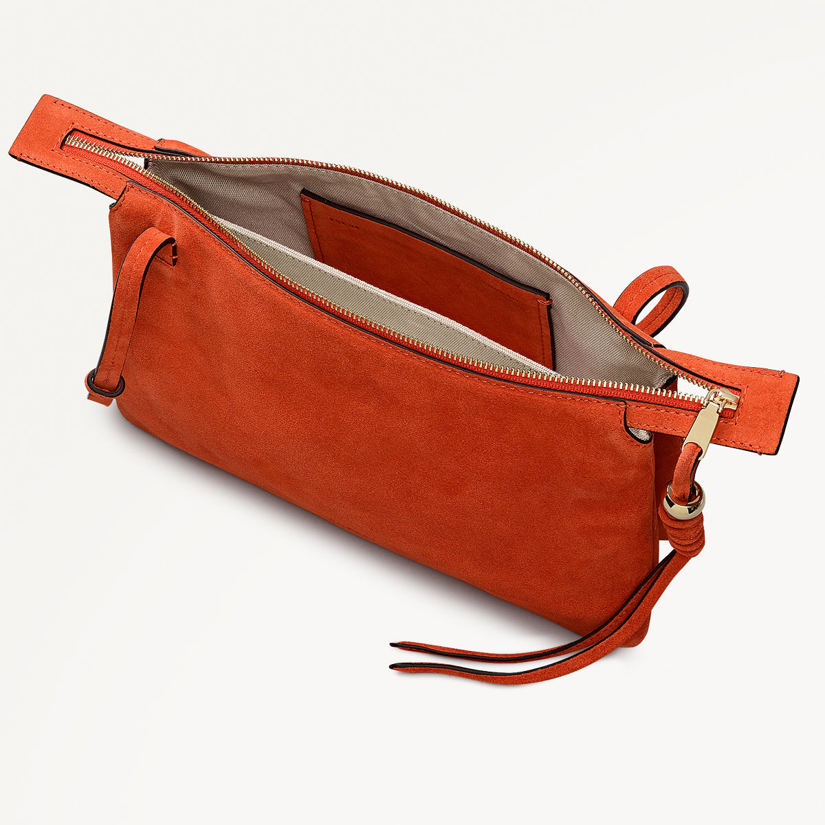 The Romilly Leather Medium Ziptop Cross Body Bag in Flame - 112274