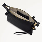 The Romilly Leather Medium Ziptop Cross Body Bag in Black - 112275