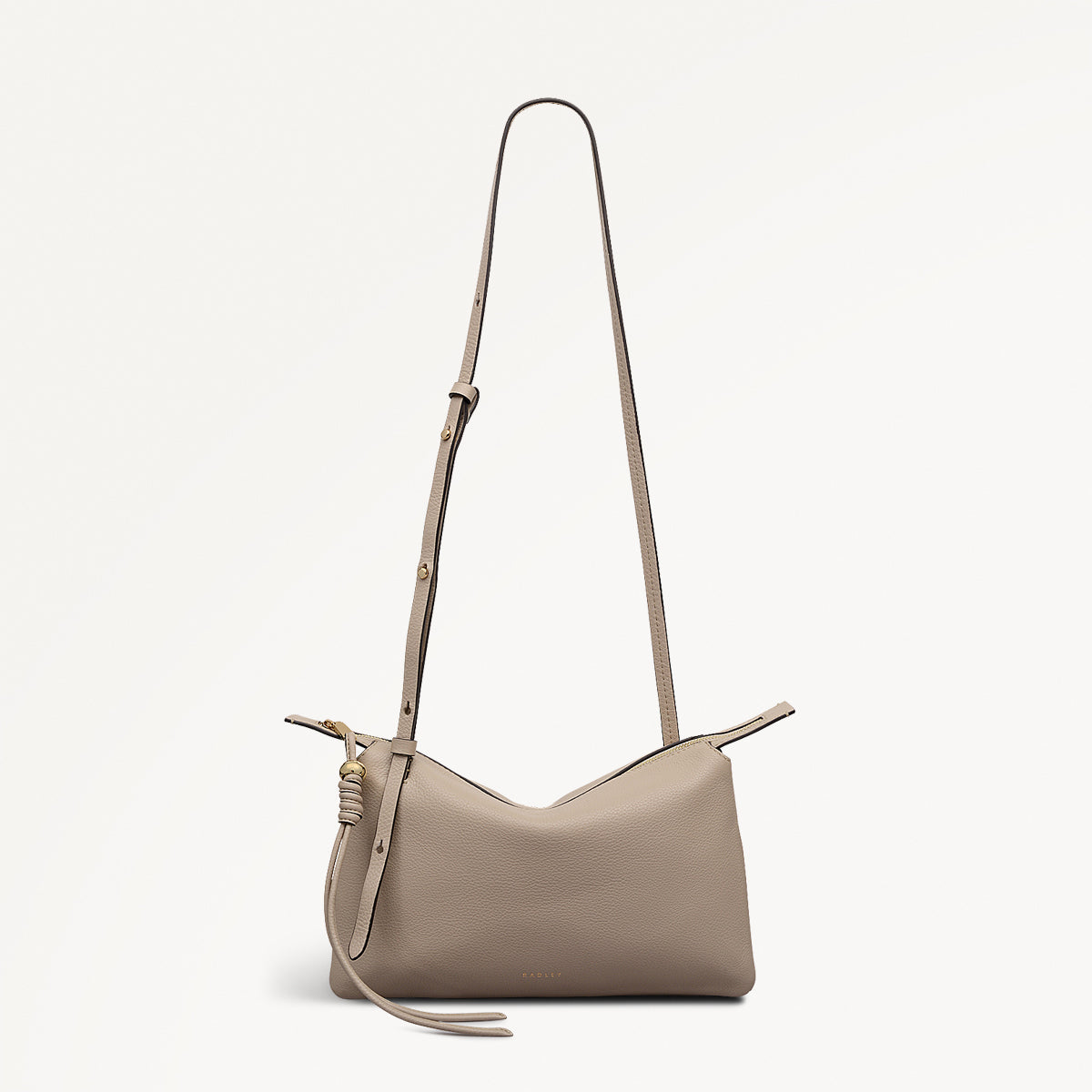 The Romilly Leather Medium Ziptop Cross Body Bag in Porcini - 112276