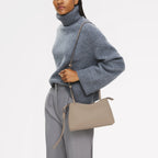 The Romilly Leather Medium Ziptop Cross Body Bag in Porcini - 112276