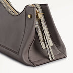 Hope Gardens Leather Medium Ziptop Shoulder Bag in Coffee - 112278