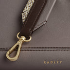 Hope Gardens Leather Medium Ziptop Shoulder Bag in Coffee - 112278