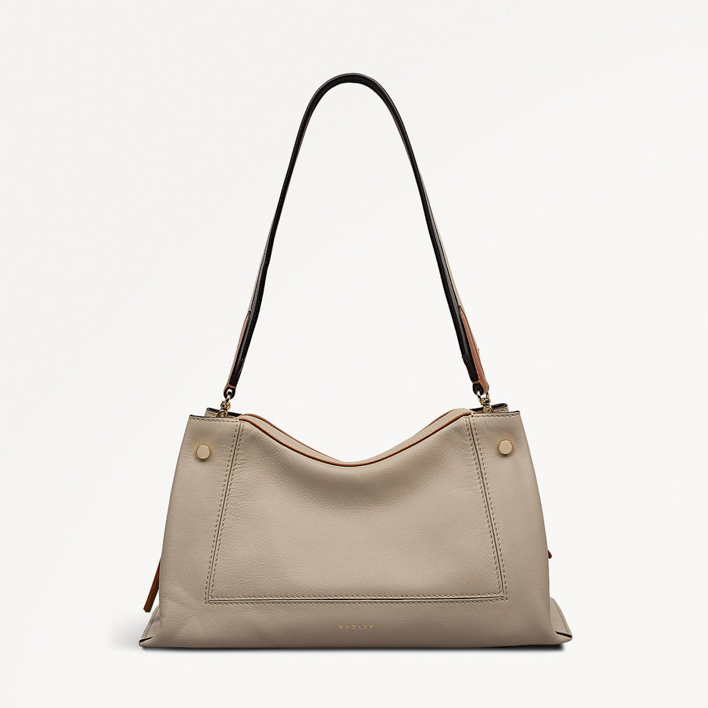 Hope Gardens Leather Medium Ziptop Shoulder Bag in Porcini - 112279