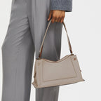 Hope Gardens Leather Medium Ziptop Shoulder Bag in Porcini - 112279