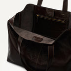 Broadway Market Leather Large Open Top Tote Bag in Dark Oak - 112280
