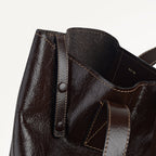 Broadway Market Leather Large Open Top Tote Bag in Dark Oak - 112280