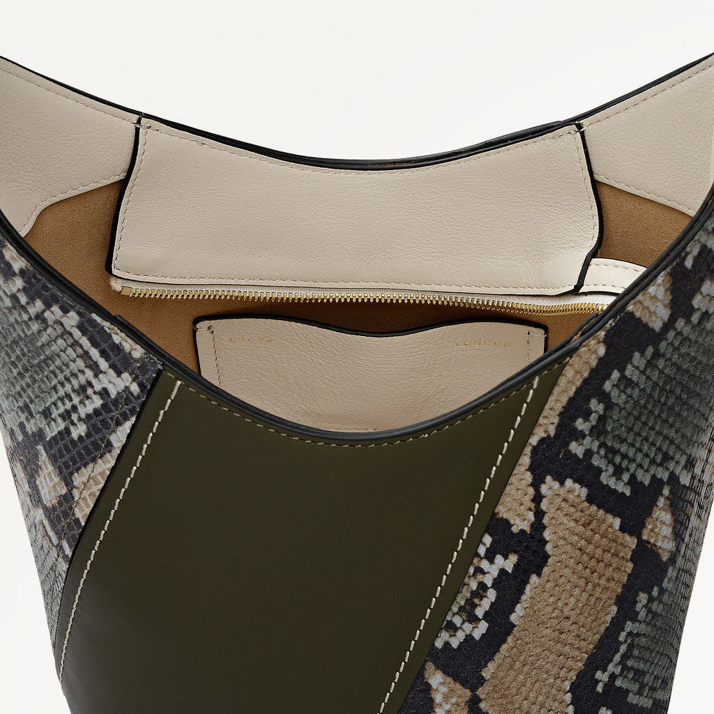 Beaton Close Leather Small Ziptop Cross Body Bag in Pine Needle - 112282