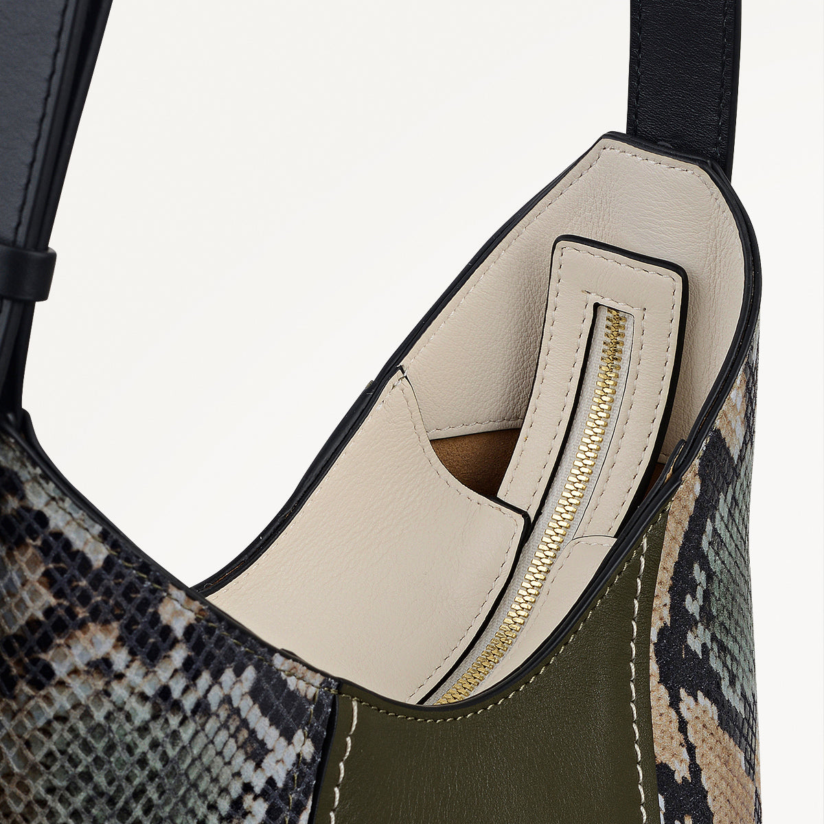 Beaton Close Leather Small Ziptop Cross Body Bag in Pine Needle - 112282