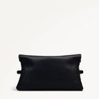 Fleet Street Leather Large Flapover Clutch Bag in Black - 112284