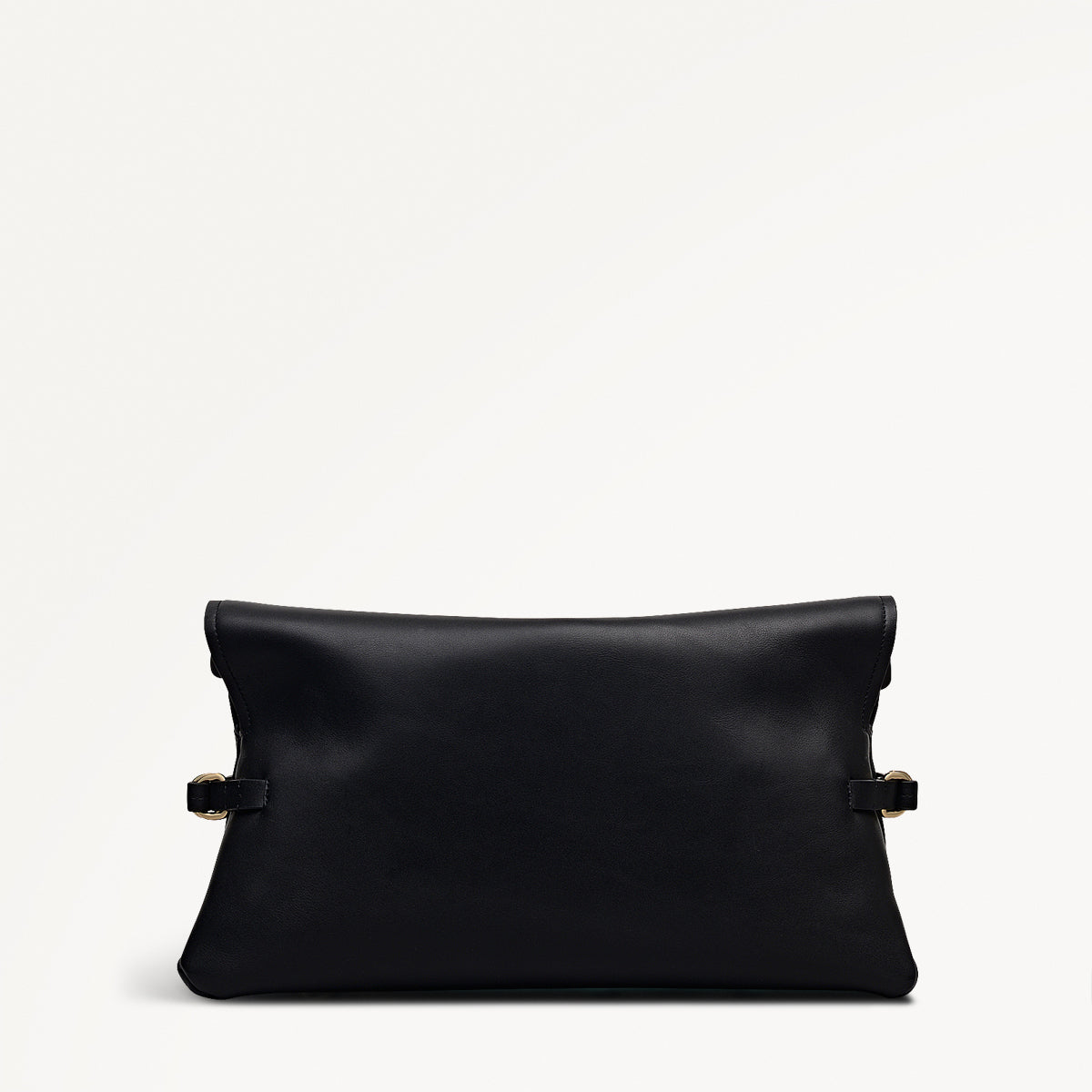 Fleet Street Leather Large Flapover Clutch Bag in Black - 112284