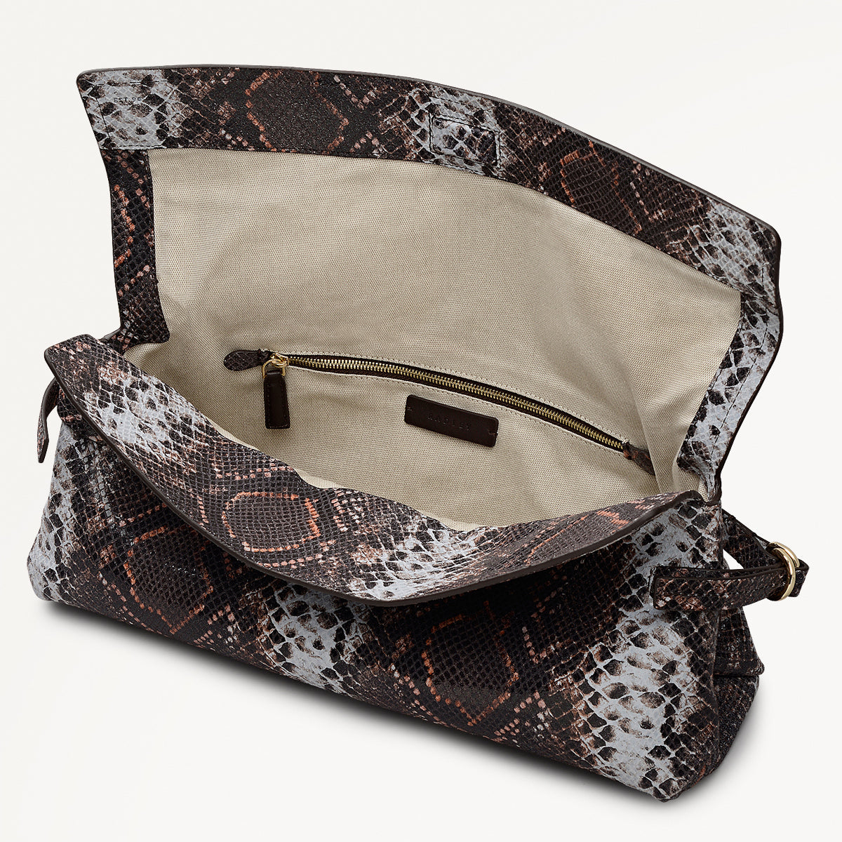 Fleet Street Leather Large Flapover Clutch Bag in Carmine - 112285