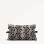 Fleet Street Leather Large Flapover Clutch Bag in Pine Needle - 112286