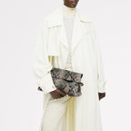 Fleet Street Leather Large Flapover Clutch Bag in Pine Needle - 112286