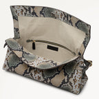 Fleet Street Leather Large Flapover Clutch Bag in Pine Needle - 112286