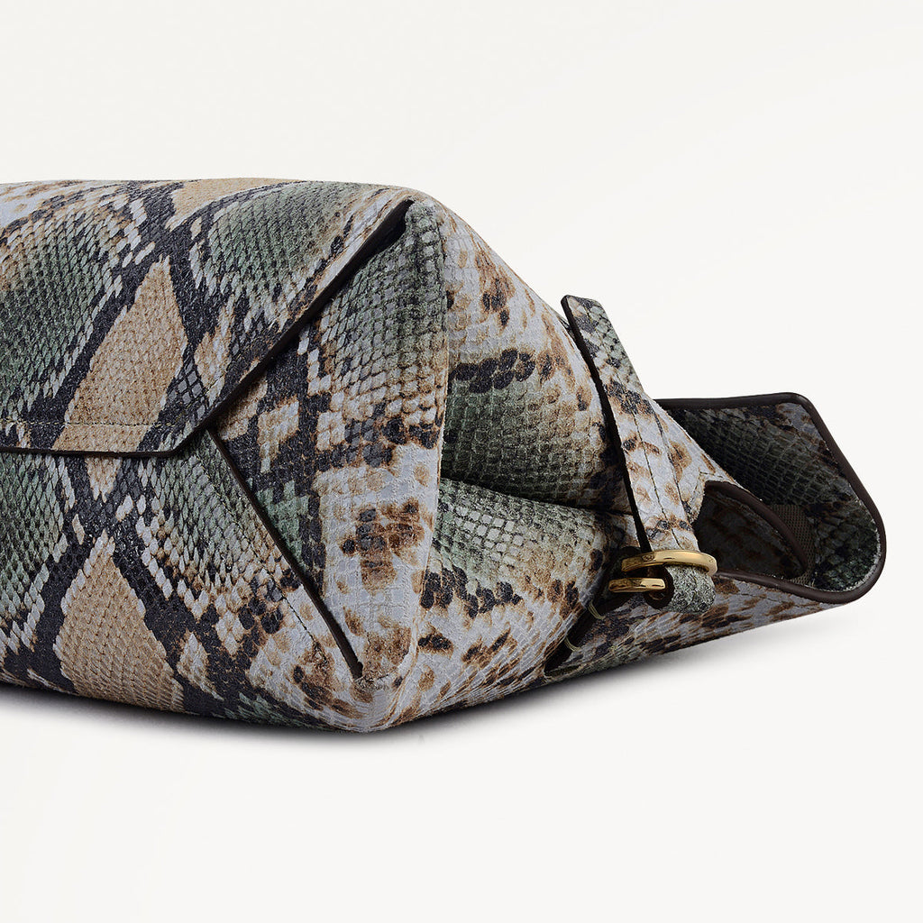 Fleet Street Leather Large Flapover Clutch Bag in Pine Needle - 112286