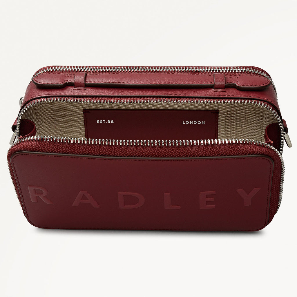 Calvert Road Leather Zip Around Cross Body Bag in Carmine - 112290