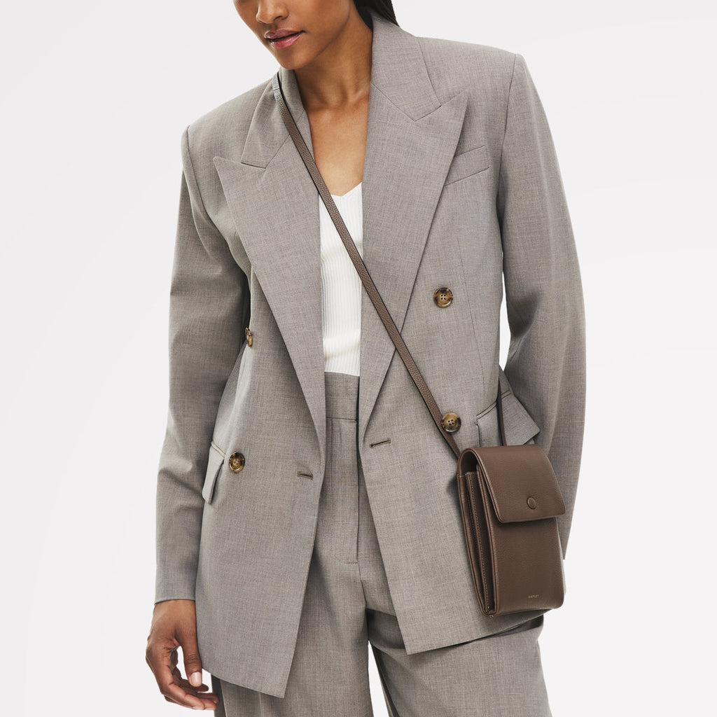 Mallow Street Leather Medium Phone Cross Body Bag in Coffee - 112291