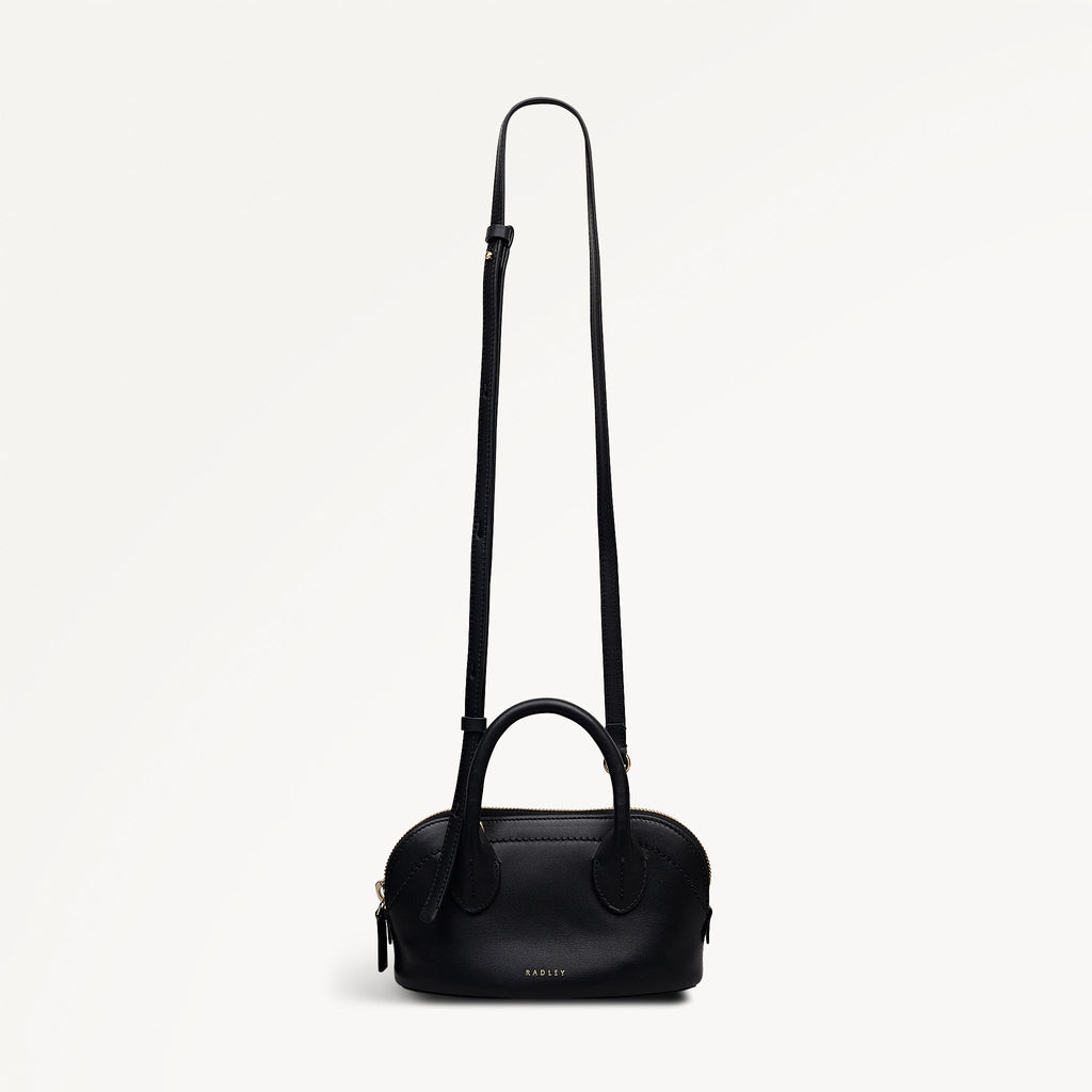 The Muriel Leather Micro Ziptop Grab Bag in Black - 112296